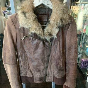 Faux Fur Leather Bomber